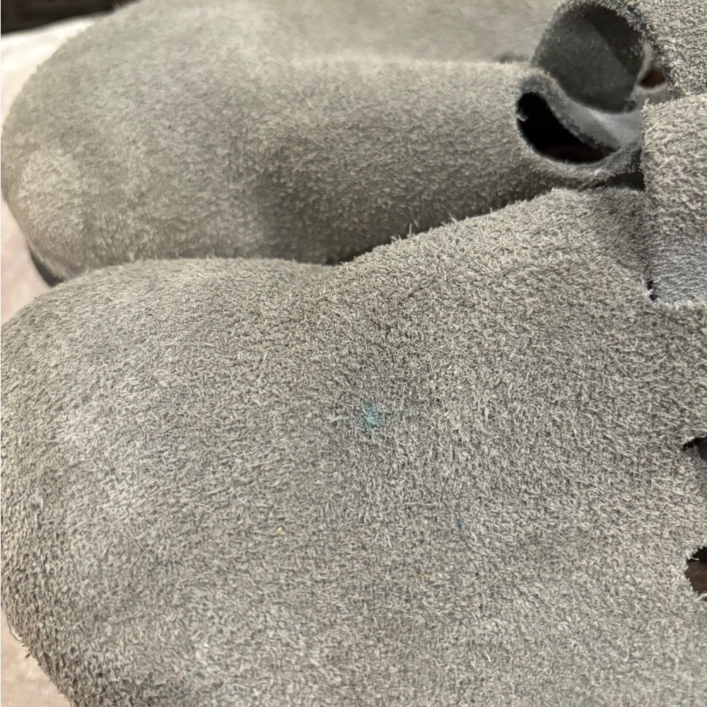 Birkenstock Boston Soft Footbed Suede Leather Clogs Grey - Picture 3 of 5